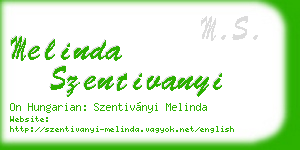 melinda szentivanyi business card